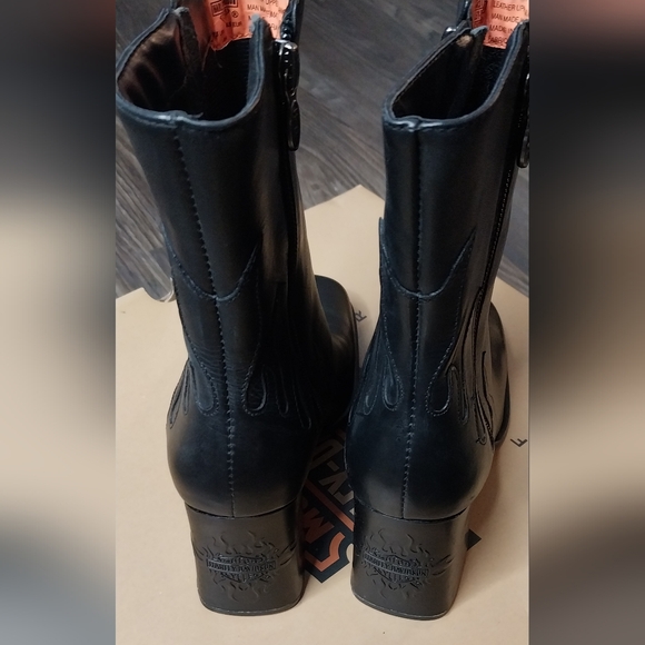 Vintage Harley-Davidson flame chunky high heel ankle boots - Picture 9 of 13